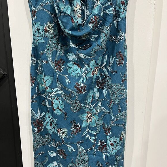 NWT Band Of The Free Audette Teal Floral Midi Dress Size Large Boho - Picture 6 of 7